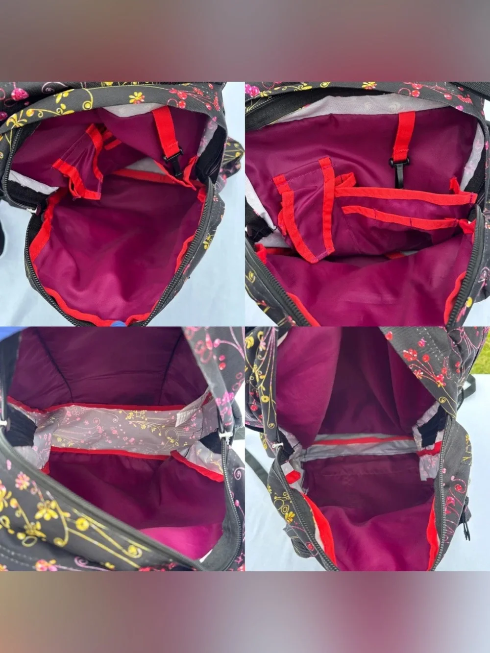 JanSport Big Student Backpack Black Y2K Colorful Floral Whimsical Indie School